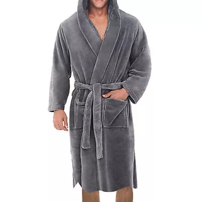 Bath Robe Pure Color Super Soft Hooded Warm Male Bath Robe Flannel • $19.82