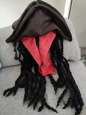 £25 • Buy Disney Parks Pirates Of The Caribbean Captain Jack Sparrow Hat Wig Hair Cosplay