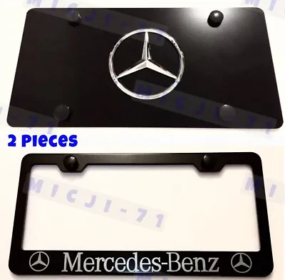 Mercedes Benz Black Front Plate & License Metal License Plate Frame Combo • $42.99