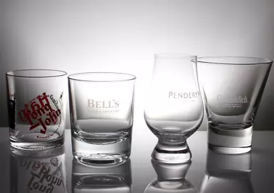 Set Of 4 Whisky Tumbler Glasses Bell's Glenfiddich Haig Penderyn • £19.99