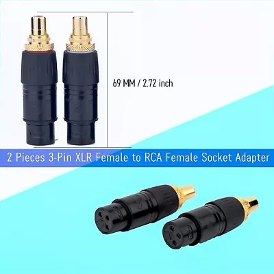 2 NEUTRIK Gold Plated XLR Male Female To RCA Female Socket Adapter Balanced Plug • £11.88