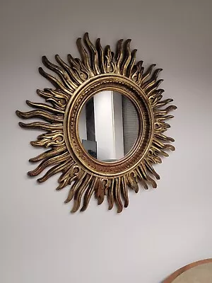 Vintage Gold Sunburst Mirror 34x34  Starburst Mid Century Mod • $600