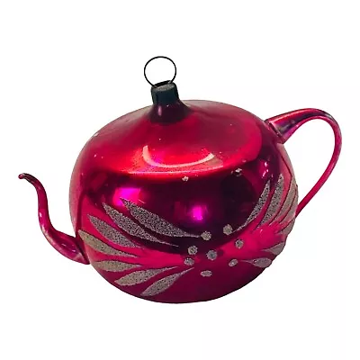 Antique Christmas Xmas Ornament Mercury Glass Hand Blown Red Teapot 20s Germany • $39.99