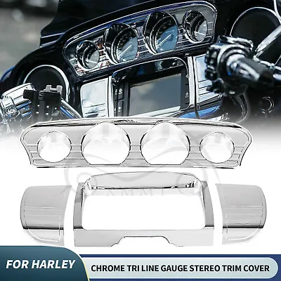 Chrome Gauge Stereo Trim Cover For Harley Street Tri Glide Ultra Limited FLHTK • $45.98
