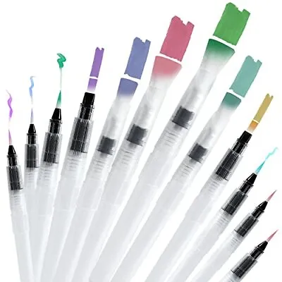 $9.94 • Buy 12pcs Watercolor Brush Pens Premium Water Brush Pen Leakproof With Assorted Tips
