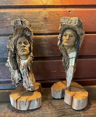 2 Mill Creek Studios BUFFALO WOMAN And INDIAN CHIEF With Stand Signed HERRERO • $28