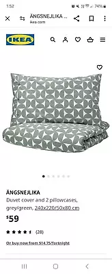 Ikea Angsnejlika King Duvet Cover 240x220cm With 2 Pillowcases 50x80cm Brand New • $45