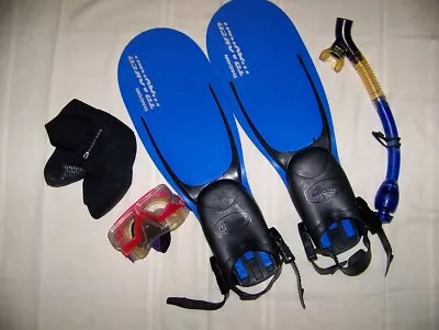 Snorkeling/Diving Gear: Fins Mask Snorkel Water Socks Bag Size S-M • $45