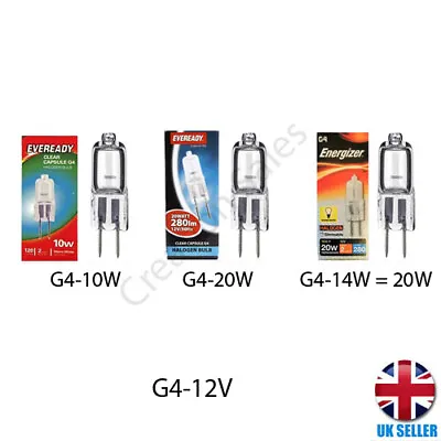 G4 Bulb Capsule Light Halogen Eco Lamp 12v 10w 20w 14w Eveready Energizer UK    • £10.59