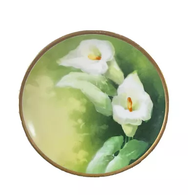 Limoges A Lanternier Handpainted Lily Flower Gold Edge Plate Antique France 6.25 • $29.49