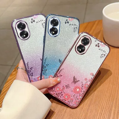 For OPPO A17 A57s A36 A78 Glitter Butterfly Flower Case SHOCKPROOF Plating Cover • $15.38