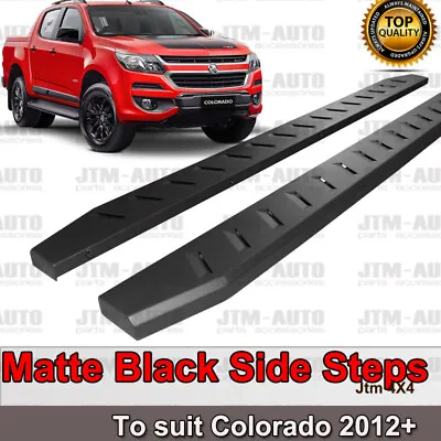 Heavy Duty Steel Black Off Road Side Steps Suit Holden Colorado Dual 2012-2020 • $287.10