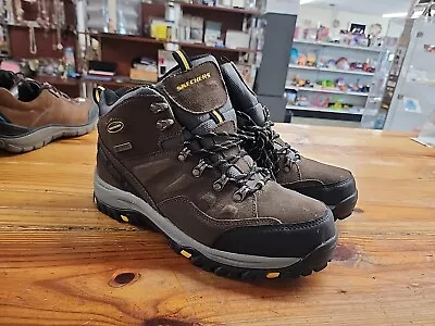 Skechers Relaxed Fit Relment Pelmo Khaki Suede Waterproof Boots Size 10 • $58