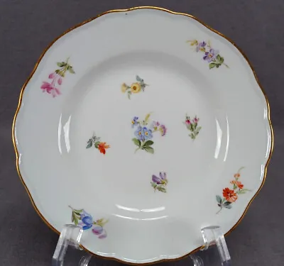 $150 • Buy Set Of 4 Meissen Hand Painted Strewn / Scattered Flowers & Gold Bread Plates