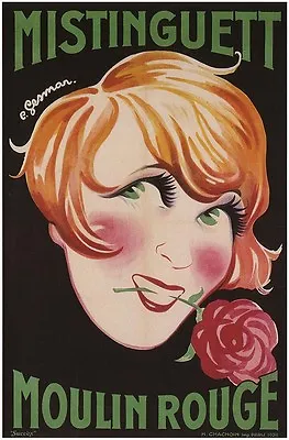 Mistinguett Moulin Rouge 1926 Vintage Advertising Poster Paper PRINT 24x32 In. • $78.62