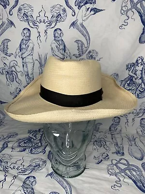 Genuine Vintage Stetson PANAPORE White Straw Hat Size 6 3/4 - 6 7/8 Small Panama • $39.99