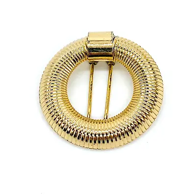 Vintage Napier Sterling Silver Vermeil Brooch Or Coat Pin Round Ribbed Signed • $18.37
