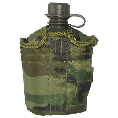 Mil-Tec Military Army Canteen Water Bottle Carrier Pocket Army Alice 1L Woodland • £15.95