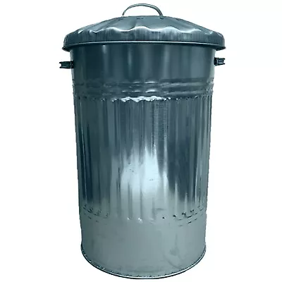 55l Metal Bin Straight Sided SLIM Galvanised Steel Bin Rubbish Animal Feed Trash • £24.99