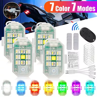 1/4xRechargeable Flashing Lights Wireless LED Strobe Light For Motorcycle Bike • $15.99