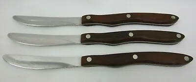 $100 • Buy Lot Of 3 CUTCO No. 59 Brown Swirl STEAK KNIVES NON-Serrated 