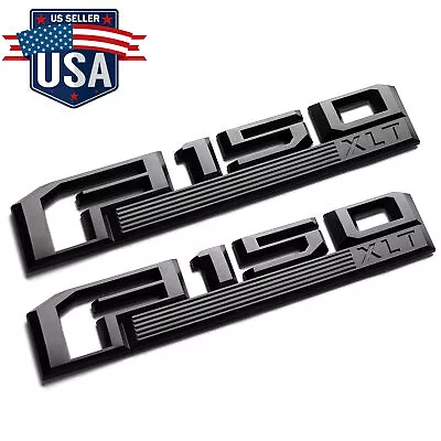 $24.99 • Buy 2X For F150 Fender Emblem For F-150 XLT 2015-2020 Emblem Matte Black Truck Badge
