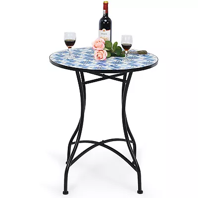 Patiojoy 28.5  Mosaic Round Table Outdoor Bistro Dining Table Plant Stand Garden • $94.99