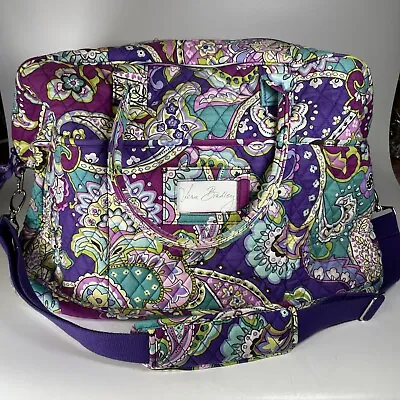 Vera Bradley Weekender Travel Bag Carry On Heather Paisley Purple Duffle NICE • $109.99