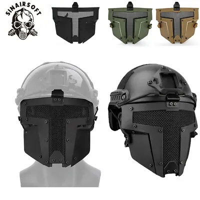 Airsoft Tactical Mesh Mask Metal Full Face Shield Sparta Mask For FAST Helmet • £19.99