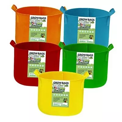 Grow Bags Multicolor Fabric Planters Grow Bags Non-Woven Fabric Pots 5 Gallon • £30.33