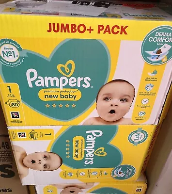3Pampers New Baby Size 1 Nappies Jumbo - 80X3=240 • £45.99