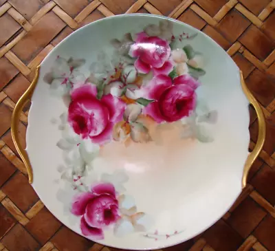 Antique Hand Painted Limoges T&v Cake Plate Serving Tray Roses & Gold 10  • $89