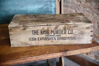 Vintage King Explosives Powder Wooden Dynamite Crate Box Wood Fireworks Etc • $64.99