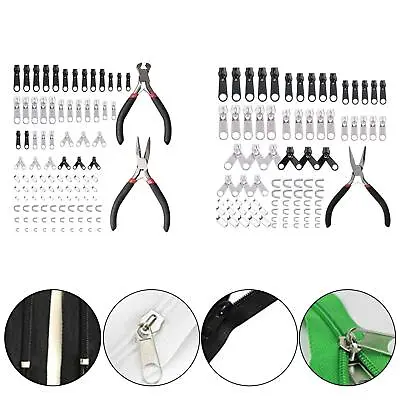 Zipper Repair Kit Zipper Replacement Zipper Pull With Zipper Install Pliers Tool • £12.53