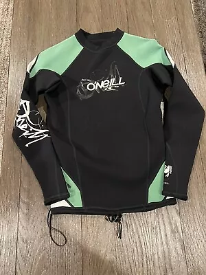 O'Neill Long Sleeve Wetsuit Top Men's Medium Black Green Key Pocket • $21