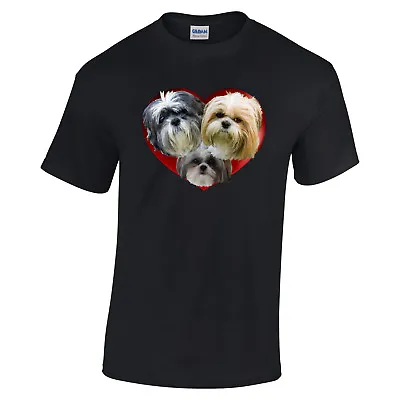 £13.97 • Buy Shih Tzu Dogs Heart Tshirt, T-shirt Crew Neck Black Birthday Gift ShihTzu Tee
