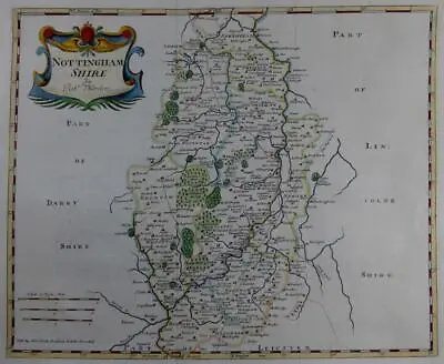 NOTTINGHAMSHIRE NOTTINGHAM  ROBERT MORDEN C1722  GENUINE ANTIQUE ENGRAVED MAP • £49.99