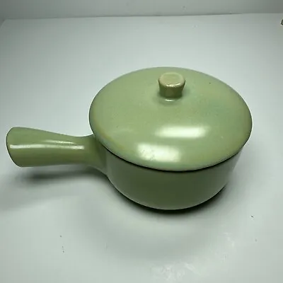 Vtg La Solana Small Serving Dish W/ Handle Cover Soup Stew Single Sage Green #1 • $15