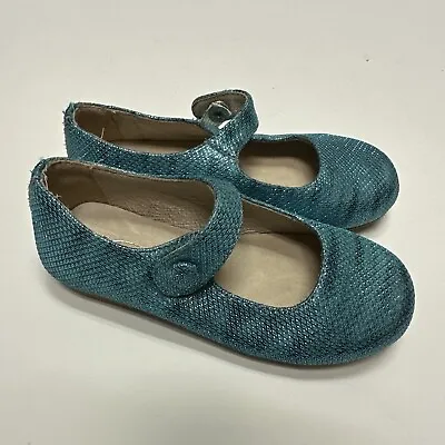 Venettini Vera Pelle Girls Shoes Sz 8 24 Eu Turquoise Leather Mary Jane Handmade • $24