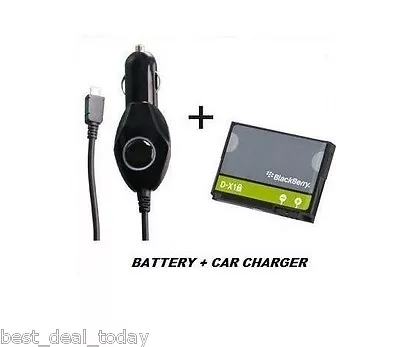 OEM Blackberry D-X1 Battery + Car Charger For Bold 9650 • $26.72