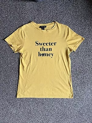 NEW LOOK Womens Yellow Mustard Top Tshirt. Size 6. Sweeter Than Honey BEE • £2.99