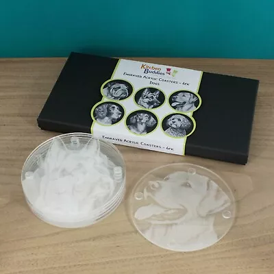 Gift Packed Set/6 Engraved Acrylic Coasters Dogs Kitchen DinningTable • £19.99