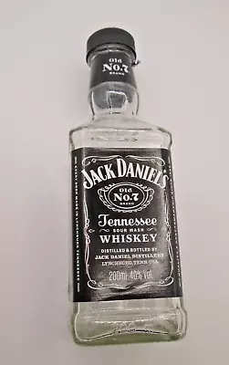 JACK DANIELS TENNESSEE WHISKEY OLD NO. 7 200ml EMPTY COLLECTIBLE GLASS BOTTLE • $9