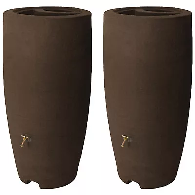 Algreen Athena 80 Gallon Rain Water Collection Drum Barrel Brownstone (2 Pack) • $548.99