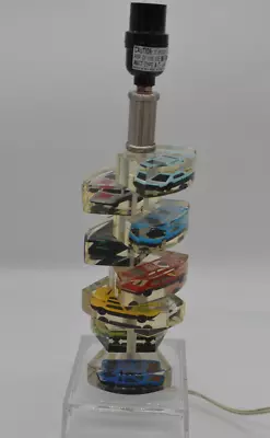 VINTAGE Lucite Matchbox Hot Wheels Like Cars Table Lamp Highly Collectible Rare • $148.95