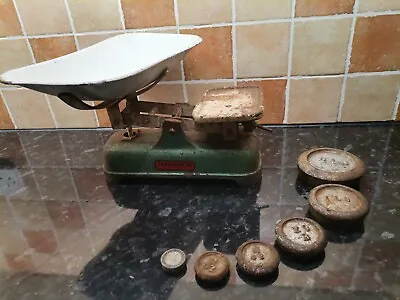 £22.46 • Buy Antique Vintage Cast Iron  Farringdon  Shop Kitchen Weighing Scales With Weights