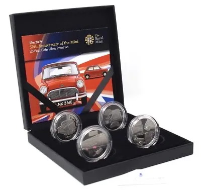 2009 Silver Proof 50th Anniversary Of The Mini £5 Coin Set Box COA SCARCE • £339.95