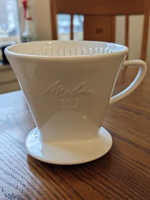 Vintage Melitta 103 Porcelain Pour Over Coffee Filter 3 Holes 1950s Germany 6  • $40