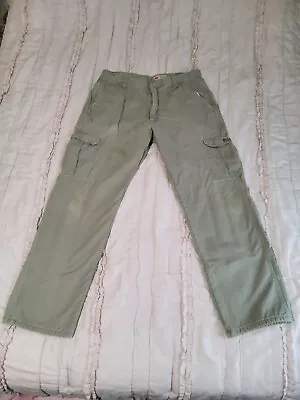 Men's Wrangler Fleece Lined Cargo Pants Relaxed Fit Beige USED • $5