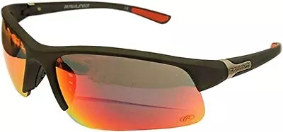Rawlings 12 Mens Athletic Sunglasses Half-Rim Black/Red Mirrored Lens • $16.99